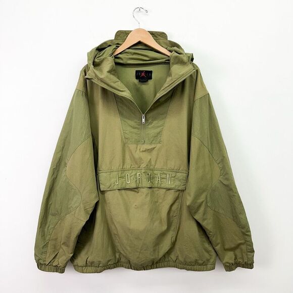 Air Jordan Sport DNA Men’s Olive Green 1/2 Zip Pop Over Jacket - Picture 1 of 16